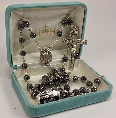 All Sterling Silver Hematite Rosary