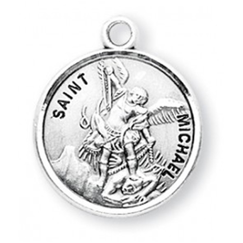 Sterling Round Saint Michael, 20 Inch Chain, Boxed