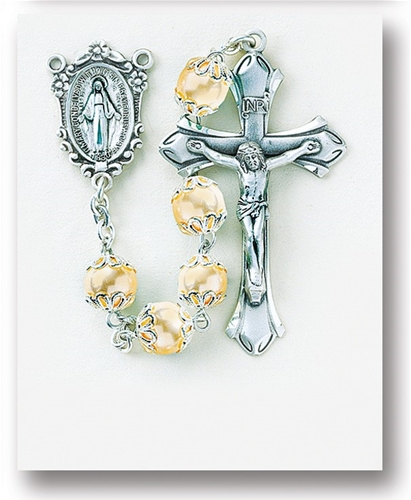 Gold Pearl &amp; Silver Rosary