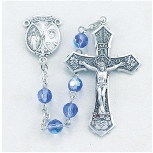 Sapphire Crystal Sterling Silver Rosary