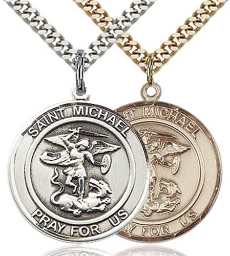 St Michael Pray For Us Round Medal
