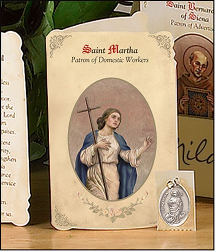 Saint Martha (Domestic Workers) Holy Card with Medal