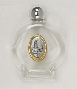 Large Fatima Glass Holy Water Bottle