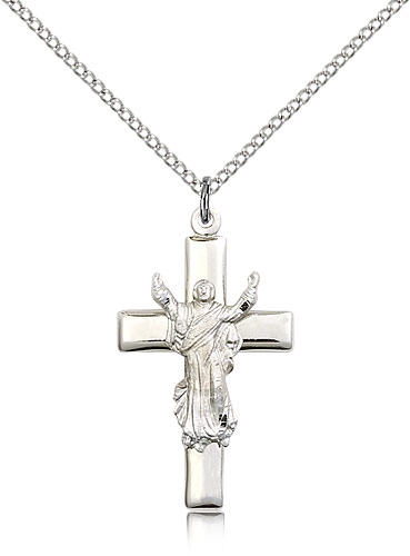 1 Inch Silver Risen Christ Crucifix Pendant