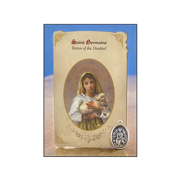 St Germaine (Disabled Persons) Healing Holy Card with Medal