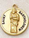 Saint Bartholomew Round Gold-Plated Medal on 20" Chain