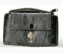 Black Leather Rosary Case with Zipper and Snap Pocket