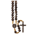 Brown Marbleized Bead Rosary with Saint Benedict Crucifix
