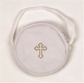 3.5-Inch White Leather Stringed Burse for Pyx