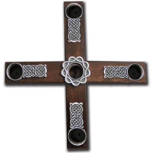 Celtic Knot Wood Cross Advent Wreath with Candles