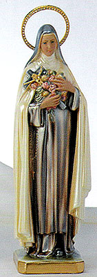 St Theresa Pearlized Plaster Statue - 16-Inch
