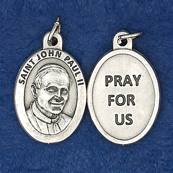 St. John Paul II Oxidized Oval Medal