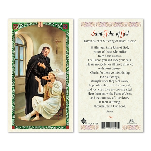 Saint John of God Laminated Prayer Card