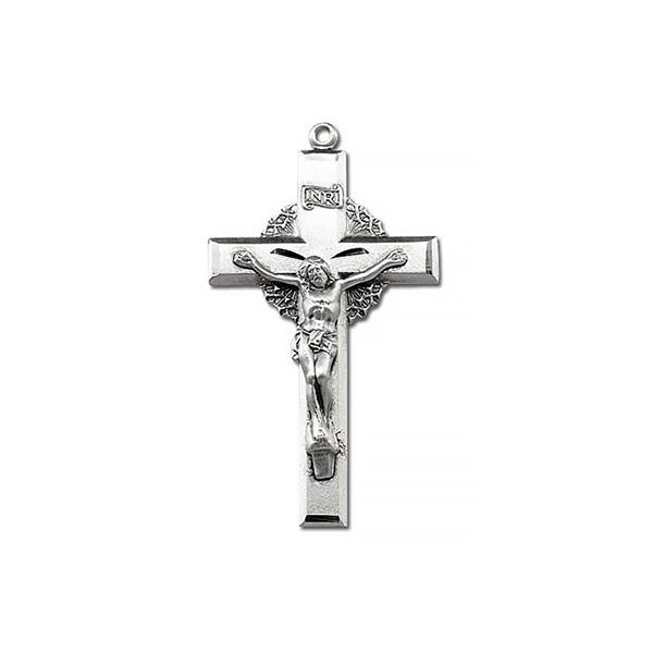 Sterling Silver Crucifix with Sunburst on 24-Inch Chain